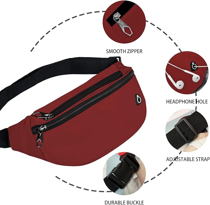 Fanny Pack for Men Women, Waterproof Sports Waist Bag Pack, Belt Bag for Travel Hiking Running