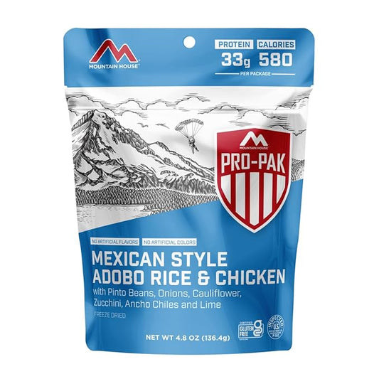 Mountain House Mexican-Style Adobo Rice & Chicken Pro-Pak | Freeze Dried Backpacking & Camping Food | Gluten-Free | 1 Serving