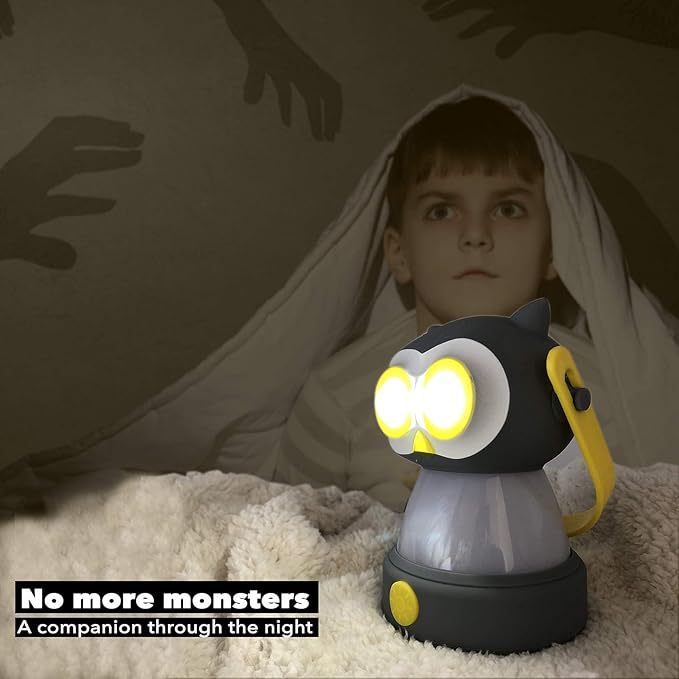 Outdoor Equipment LED Camping Lantern & Headlamp Set for Kids, FANT.LUX Battery Powered Night Light for Emergency, Hurricane, Lightweight Tent Lamp (Owl Set)