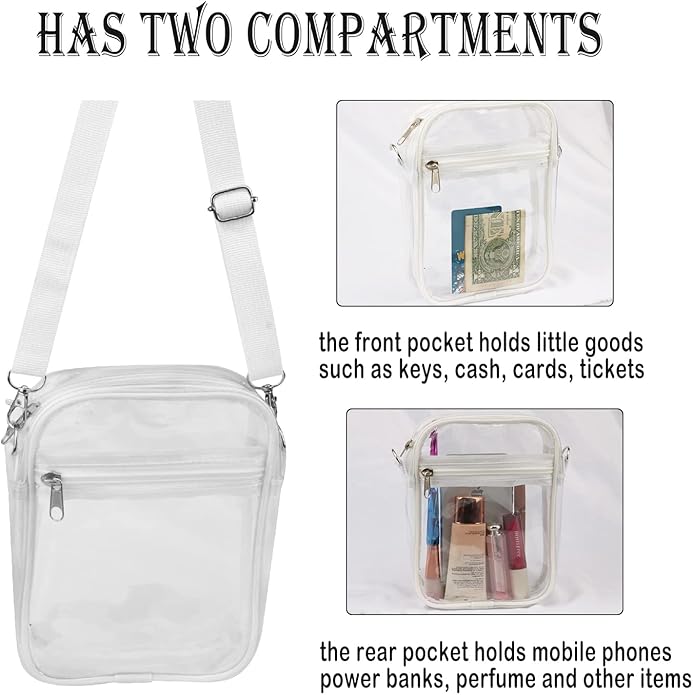 WEDDINGHELPER Clear Crossbody Bag, Clear Bag Stadium Approved, Clear Bag for Concerts Sports Events