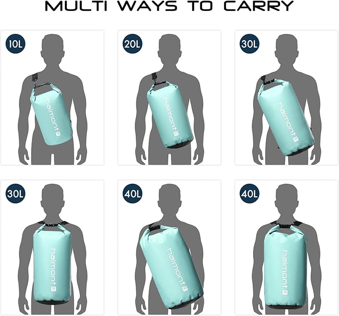 Haimont Waterproof Dry Bag Floating Dry Sack Roll Top Drybag Backpack for Kayaking, Rafting, Boating, Fishing with IPX8 Waterproof Phone Case, Aqua Green, 20L