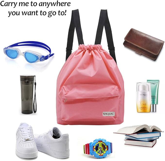 KIKIGOAL Dry Wet Separated Swimming Bag Portable Drawstring Backpack Waterproof Gym Sports Pool Beach Gear Bag