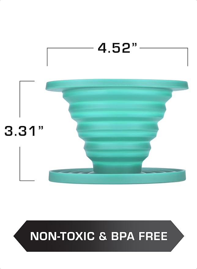 COLETTI Sierra Pour Over Coffee Dripper — Collapsible Pour Over Coffee Dripper — Includes Pack of Paper Filters [Teal, Pack of 2]