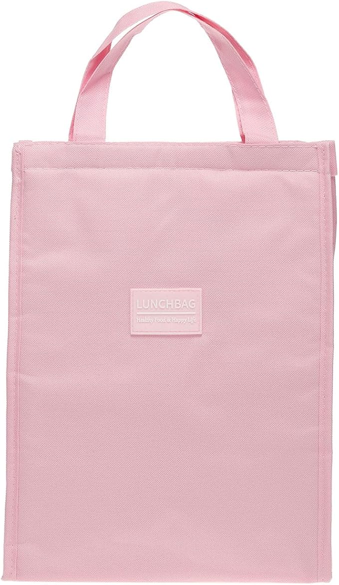 PATIKIL Insulated Lunch Bags, 10"x6"x13" Reusable Bento Bags Thermal Lunch Tote Portable Food Containers Bag for Men and Women, Pink