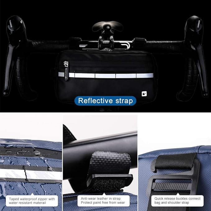 Rhinowalk Bike Bag Waterproof Bike Handlebar Bag,Bike Basket Bicycle Front Bag Shoulder Bag Waist Bag for Sport Bicycle Professional Cycling Accessories
