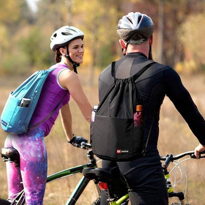 ZOORON Waterproof Drawstring Gym Backpack Bag for Men & Women, Sport Gym Sack Mini Travel Daypack