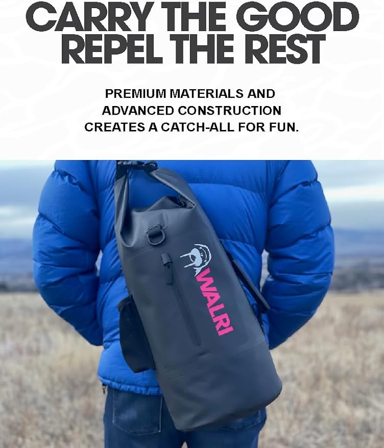 WALRI 20L Waterproof day pack for Sports, Surf, Turf and Dirt (Black)