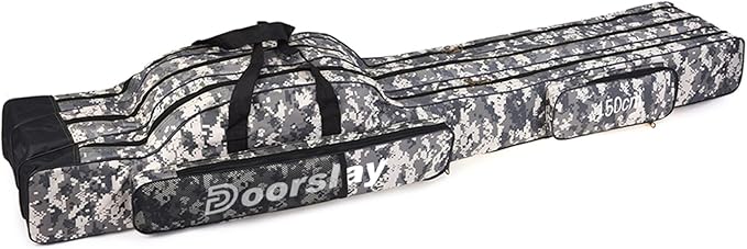 doorslay Fishing Bag Portable Folding Fishing Tackle Storage Bags Oxford Fishing Rod Case Fishing Pole Bag Carry Organizer Outdoor Waterproof for Fishing Camping Hiking Traveling