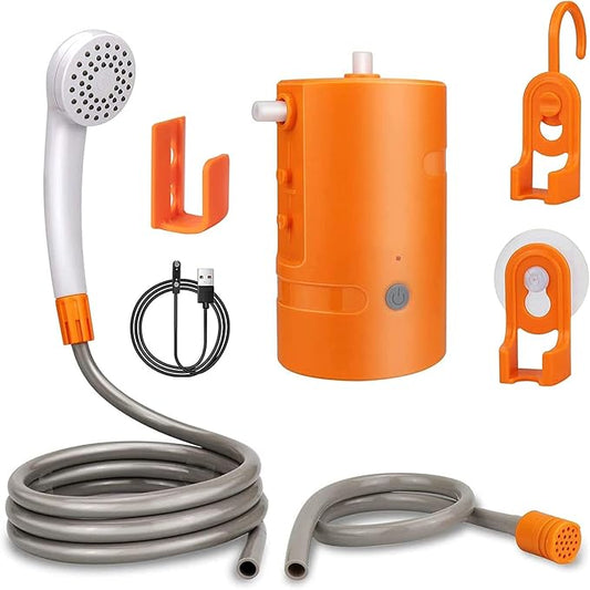 Portable Outdoor Shower, 2 Flow Mode, 4400mAh Battery Powered Shower Pump for Hiking/Backpacking, Travel, Beach, Pet, Flowering, IPX7 Waterproof &USB Rechargeable Camping Shower with 3 LED Lights…