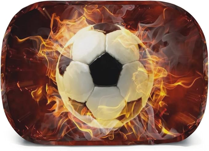 Giwawa Soccer Lunch Bag for Kids, Fire Sport Ball Insulated Reusable Lunch Box, 3D Football Print Thermal Cooler Lunch Tote Bag for Boys Girls School Men Women Office Picnic