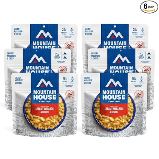 Mountain House Creamy Macaroni & Cheese Freeze Dried Backpacking & Camping Food 6-Pack
