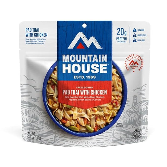 Mountain House Pad Thai with Chicken | Freeze Dried Backpacking & Camping Food | Gluten-Free | 2 Servings