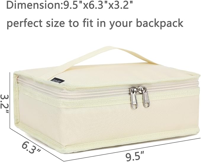 FlowFly Small Insulated Lunch box Portable Soft Bag Mini Cooler Thermal Meal Tote Kit with Handle for Work & School, Beige