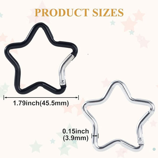 Star Carabiner, Zinc Alloy Heavy Duty Star Shaped Keychain Clip, Carabiner Clip for Camping, Hiking, Fishing