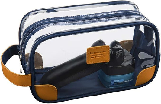 Lermende Toiletry Bag, Clear Shaving Dopp Kit for Men Travel Toiletry Bag with Hand Strap Unisex Bathroom Toiletries Organiser