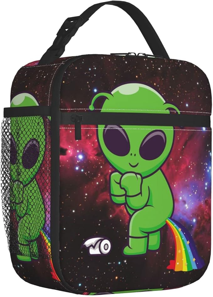 Alien Galaxy Lunch Box Reusable Insulated Lunch Bag Thermal Cooler Tote Bag For Kids Boys Girls Teen School Picnic Travel Hiking
