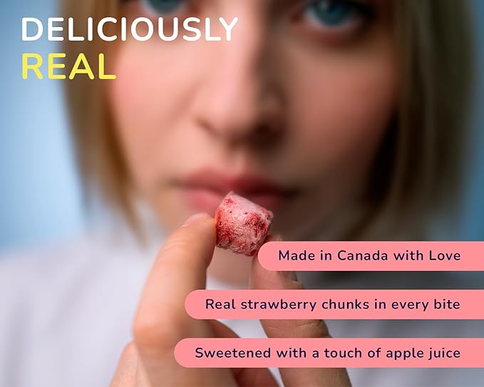 Yozz Probiotic Freeze Dried Yogurt Snack with Real Strawberries - No Sugar Added - 1 Billion CFU per Serving - 10 Individual Packs - For Adults, Babies, and Toddlers - Tastes Wow