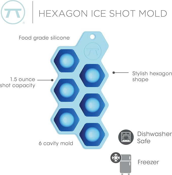 Outset Silicone Hexagon Ice Shot Mold, 6 Glass Capacity