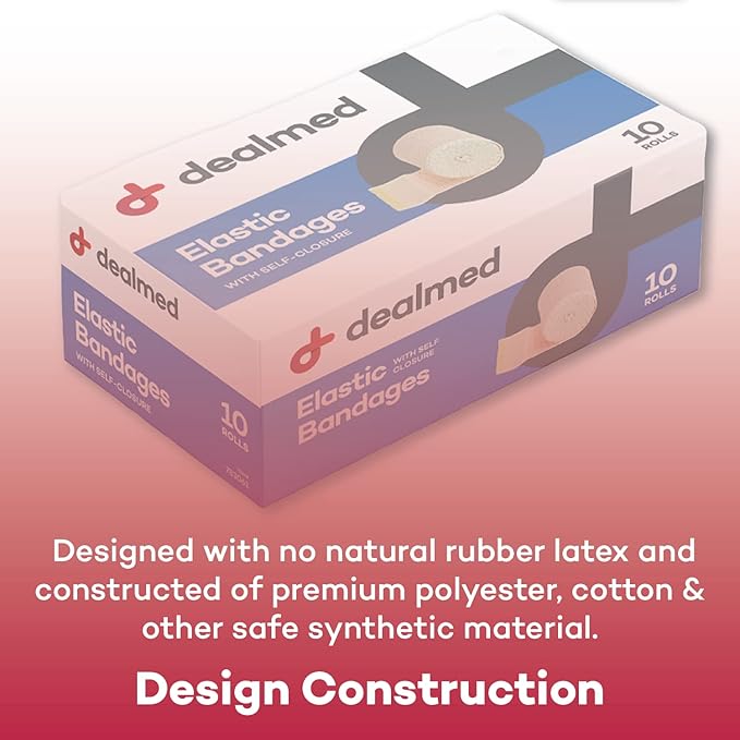 Dealmed 6" Elastic Bandage Wrap with Self-Closure – 10 Elastic Bandages, 5 Yards Stretched Compression Bandage Wrap, Wound Care Product for First Aid Kit and Medical Facilities