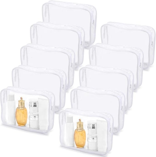 Tbestmax 10 Pack Clear Cosmetic Bags Makeup Bags Portable Waterproof TSA Approved Travel Toiletry Bags Organizer