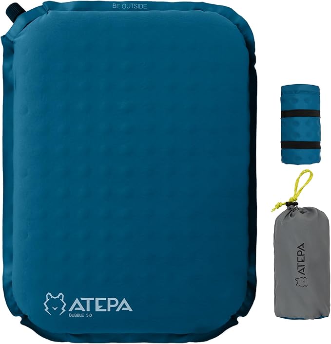 ATEPA Inflatable Stadium Seat Cushion, Self-Inflating Memory Foam Stadium Seats Camping Accessories Chair Pad for Outdoor Airplane Travel Bleacher Patio Backpacking