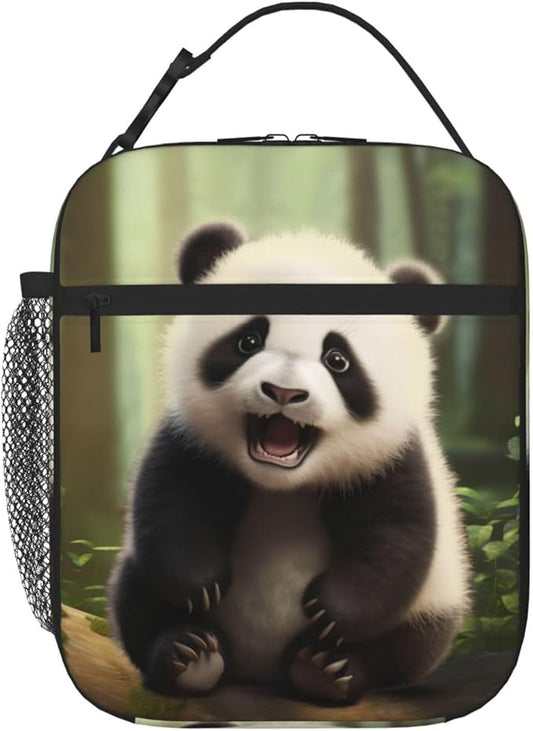 SARA NELL Panda Insulated Lunch Bag Cute Panda Lunch Box for Women Men Teens Kids, Reusable Lunch Tote Bag, Thermal Insulated Lunch Bags for Work, Picnic, School or Travel, Black and White