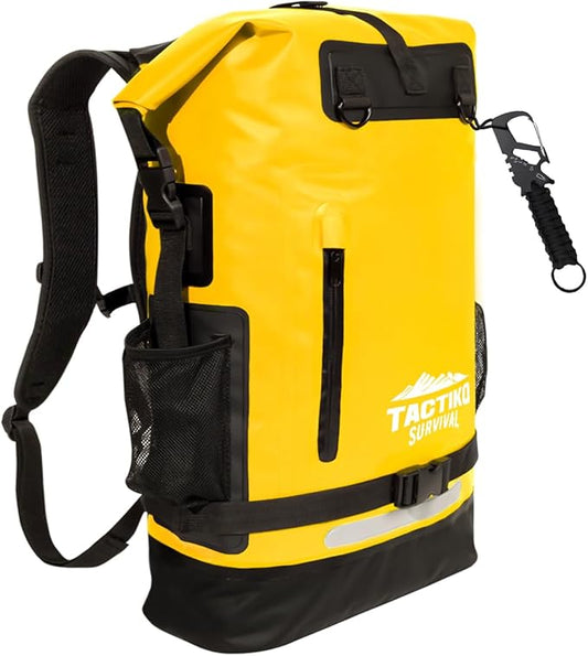 TACTIKO 30L Heavy-Duty 100% Waterproof Backpack, Roll Top Dry Bags for Kayaking, Hiking, Camping, Survival