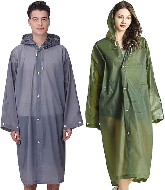 Rain Ponchos Raincoats for Adults Women Men, Reusable 2 Pack Rain Jacket Coats with Hood for Family Disney Camping Hiking
