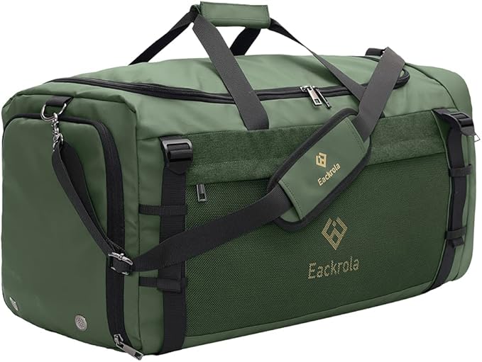 Eackrola Large Sports Gym Bag, Travel Duffel bag with Wet Pocket & Shoes Compartment for men women, 65L, Lightweight