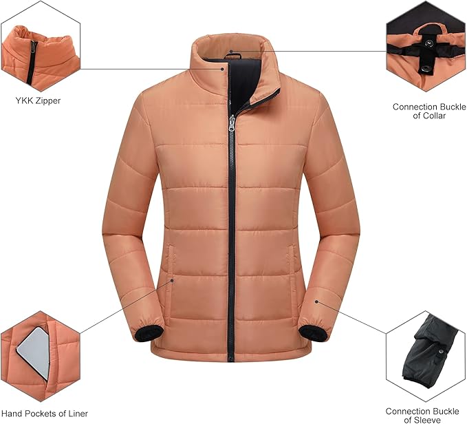 Women's 3 in 1 Ski Jacket Mountain Waterproof Windproof Winter Snow Coat Hike Snowboarding Jackets Hooded Warm Raincoat