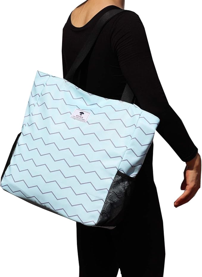 ESVAN Original Floral Water Resistant Large Tote Bag Shoulder Bag for Gym Beach Travel Daily Bags Upgraded