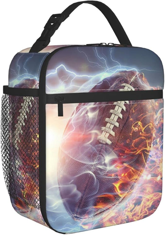 Football Lunch Box Reusable Insulated Totes Lunch Bag Thermal Cooler For Boy Girls School Men Women Beach Picnic Travel