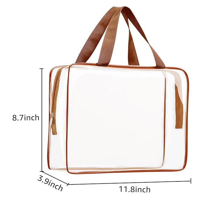 2Pcs Crystal Clear PVC Travel Toiletry Bag Kit for Women Men, Waterproof Vinyl Packing Organizer Storage Bags with Zipper Handle Straps, Cosmetic Pouch Carry on Airport Airline Compliant Bag Handbag