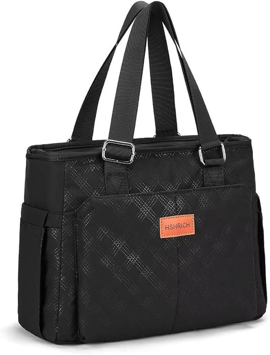 Large Women Lunch Bags for Work/Insulated Cooler Lunch Box with Side Pockets, 14L Capacity, Black
