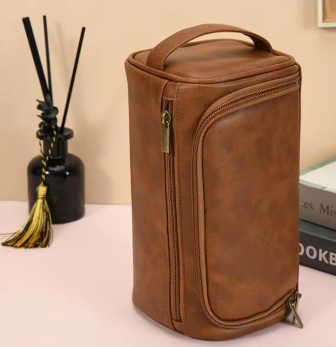 Personalized Small Toiletry Bag for Men,Premium Quality Durable and Stylish Travel Organizer for Travel, Grooming and Personal Care,Waterproof Leather Dopp Kit Gift for Father's Day