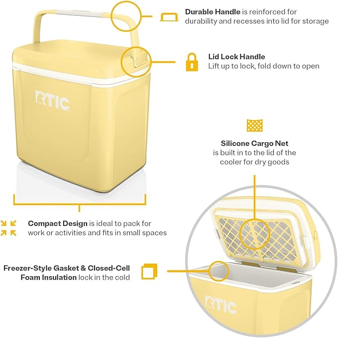 RTIC 8 QT Road Trip Personal Cooler, Small, Compact, Insulated, Portable Ice Chest Box for Food, Drink, Beverage, Beach, Camping, Picnic, Fishing, Boat, 12-Can Capacity
