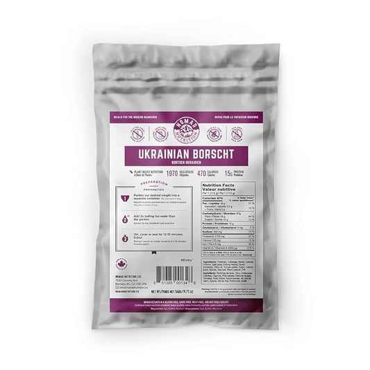 Nomad Nutrition – Ukrainian Borscht | High Energy, All Natural Ingredients | Plant-Based & Non-GMO | Just Add Boiling Hot Water| 560g / 19.75oz (Pack of 1)
