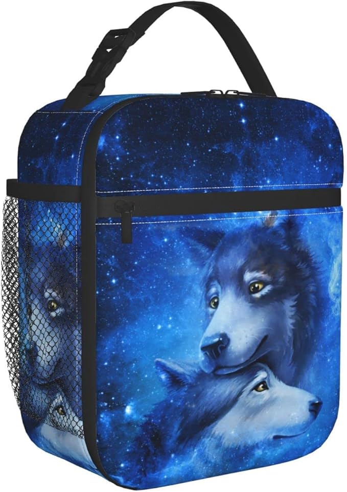 Wolf Lunch Box Reusable Insulated Totes Lunch Bag Thermal Cooler For Boy Girls School Men Women Beach Picnic Travel