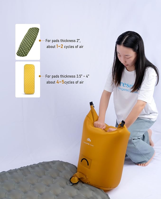 iClimb 1 Stable Comfortable Air Sleeping Pad and 1 Sleeping Pad Pump Sack Bundle, Ultralight Compact for Single Adult Outdoor Camping Backpacking Hiking