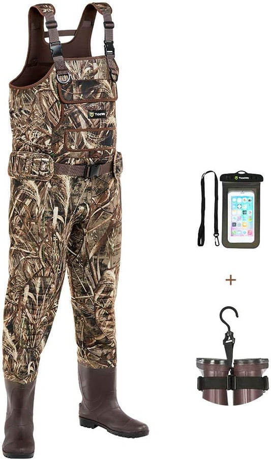 TIDEWE Chest Waders with Boots Hanger for Men, Camo Waterproof Fishing Bootfoot Waders for Fishing & Hunting