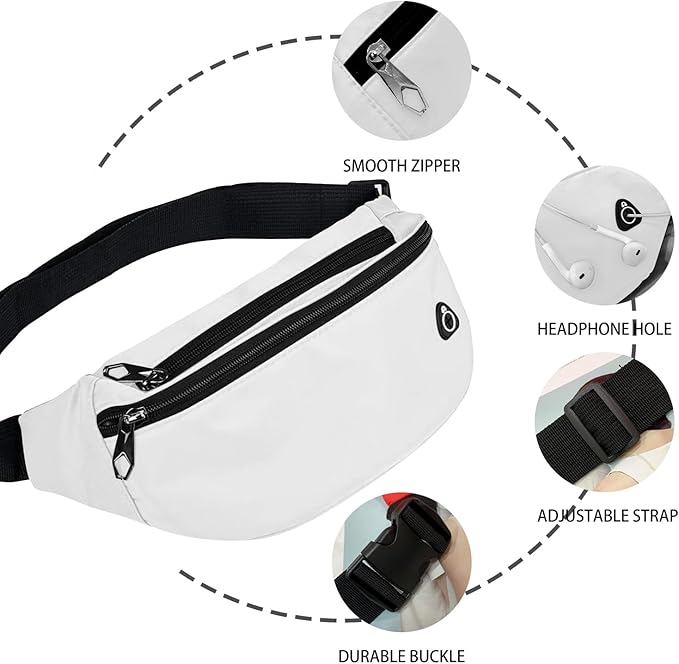 Fanny Pack for Men Women, Waterproof Sports Waist Bag Pack, Belt Bag for Travel Hiking Running
