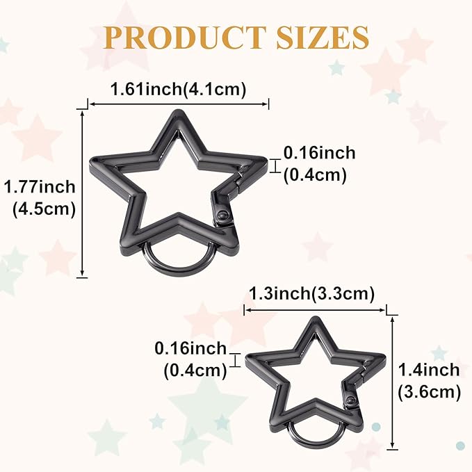 Star Carabiner, Zinc Alloy Heavy Duty Star Shaped Keychain Clip, Carabiner Clip for Camping, Hiking, Fishing