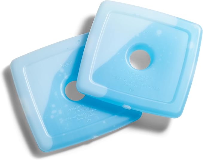 Cool Coolers by Fit + Fresh, 4 Pack Slim Ice Packs, Space Saving Reusable Ice Packs for Lunch Boxes or Coolers, Blue, Single Pack