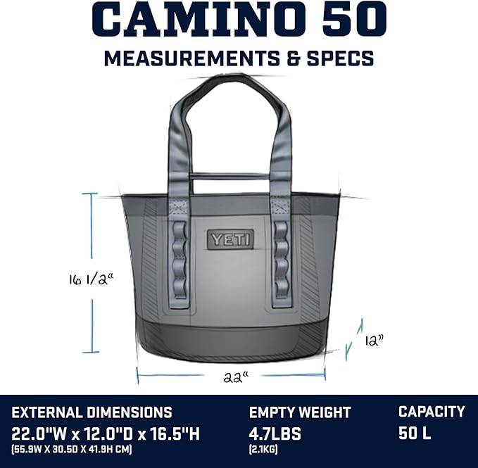 YETI Camino 50 Carryall with Internal Dividers, All-Purpose Utility, Boat and Beach Tote Bag, Durable, Waterproof