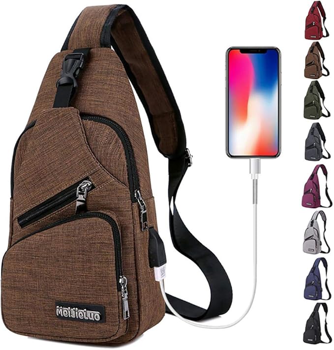 Peicees Travel Gym Bike Sling Bag Shoulder Backpack Daypack w/USB Charging Port