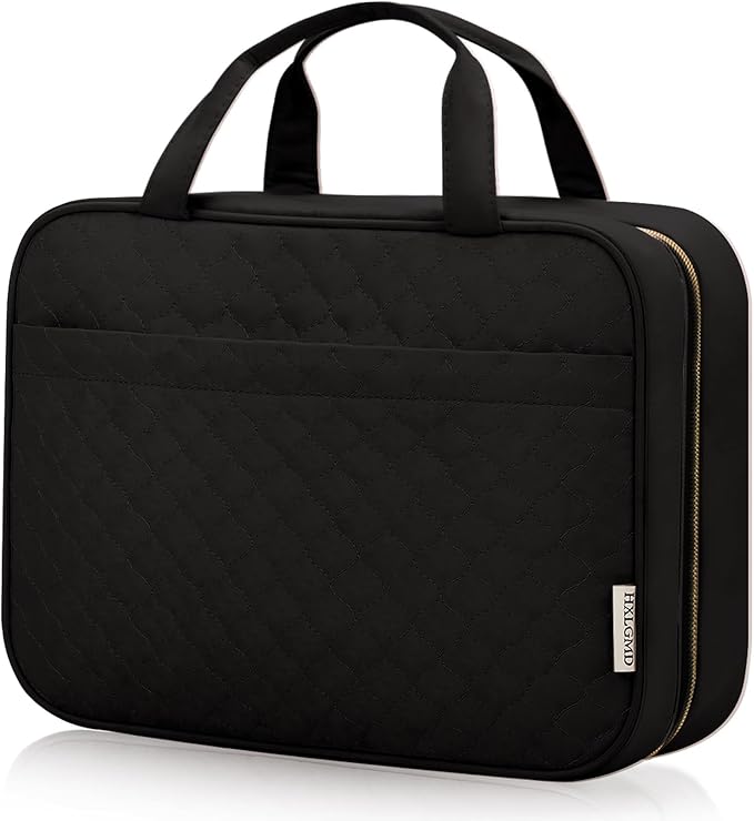 Travel Size Toiletry Bag for Women, Portable Cosmetic Bag with Hanging Hook, Travel Essentials Water-resistant Makeup Organizer for Accessories, Shampoo, Full-size Container, Toiletries