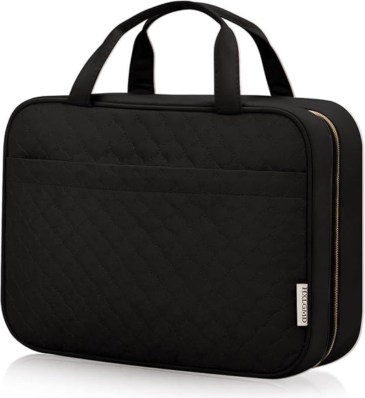 Travel Size Toiletry Bag for Women, Portable Cosmetic Bag with Hanging Hook, Travel Essentials Water-resistant Makeup Organizer for Accessories, Shampoo, Full-size Container, Toiletries