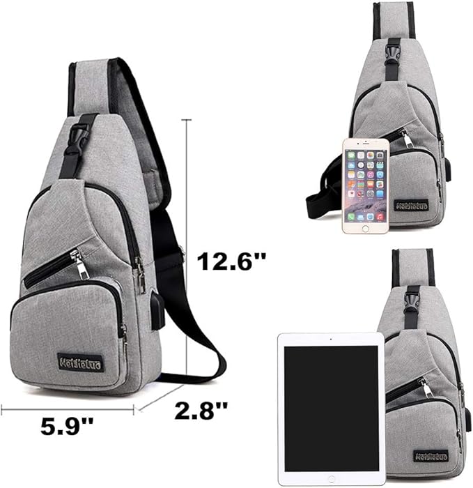Peicees Travel Gym Bike Sling Bag Shoulder Backpack Daypack w/USB Charging Port