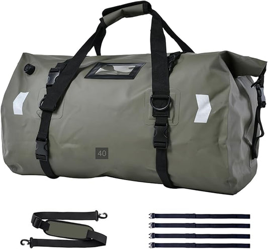 Waterproof Duffel Bag，Roll-Top Heavy Duty Dry Duffle Bag，Motorcycle Dry Bag，with Quick-fixed Straps，with Large Storage Space, Perfect for Traveling, Camping, Kayaking, Fishing & Canoeing (green, 40L)