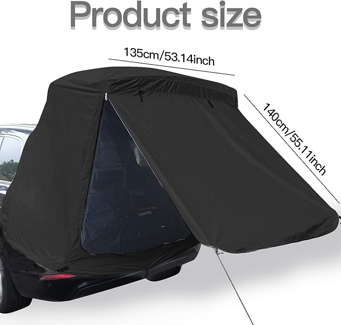 SUV Tailgate Tent with Awning Shade Car Tent for Camping Accessory for Car Camping Universal Fit Most SUV (Black)
